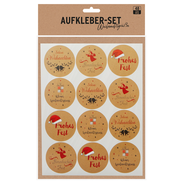Set di adesivi "auguri di Natale", 48 pezzi